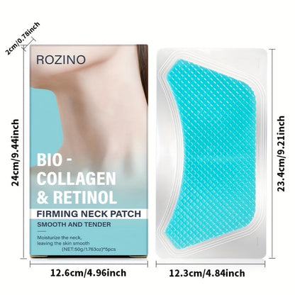 Neck Mask Patch 5pcs Firming & Lifting — Bio Collagen, Bee Venom & 4-in-1 Retinol Gel Patch, Reduces Wrinkles & Sagging, Brightening Anti-Aging Neck Skin Care for Women