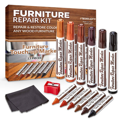 Wood Scratch Repair Kit Furniture Touch Up Markers Scratch Stain Repair Pens for Wood Furniture Tables Desks Floors Bedposts Cabinets Dark Light Mixed Colors 13 PC or 34 PC Carpenter Essential
