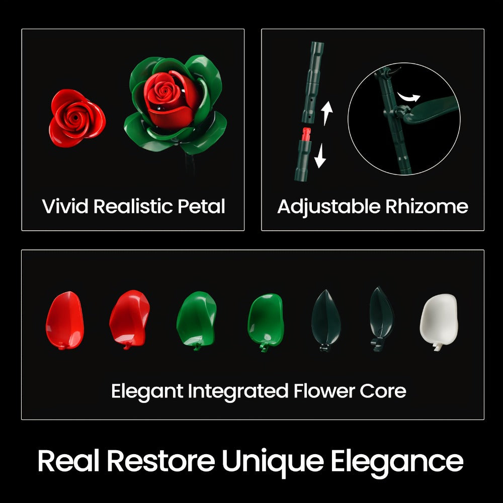 DIY Flower Bouquet Building Kit for Girls & Women – Rose & Lily Brick Set, Healing Series Desk Decoration, Buildable Artificial Flowers, Unique Mother's Day Birthday Valentine's Christmas Gift for Teens Adults