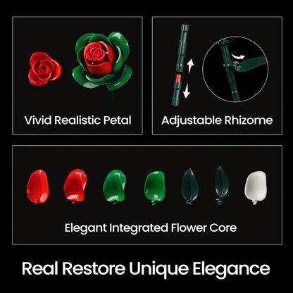 DIY Flower Bouquet Building Kit for Girls & Women – Rose & Lily Brick Set, Healing Series Desk Decoration, Buildable Artificial Flowers, Unique Mother's Day Birthday Valentine's Christmas Gift for Teens Adults