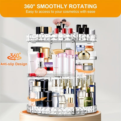 Rotating 360 Makeup Organizer Spinning Cosmetic Storage Display Rack 7 Adjustable Layers Large Capacity Skincare Holder for Vanity Countertop Bathroom Dresser White Blue Gray