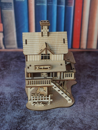 3D Wooden Puzzle Model Kit Forest Cabin – DIY Rustic Treehouse Building Set Interlocking Wood Blocks, STEM Brain Teaser Architecture Craft Gift for Adults Teens Home Office Decor