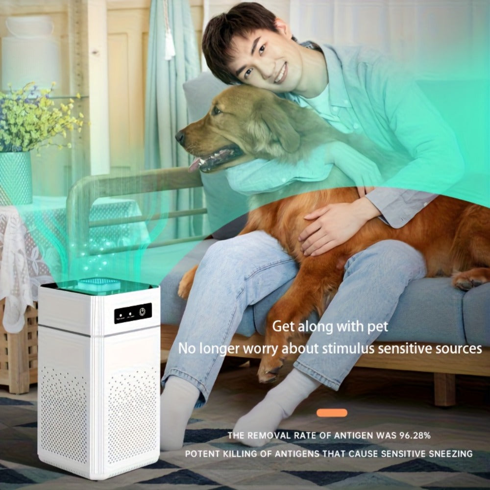 Portable Negative Ion Air Purifier with HEPA Filter, USB Powered Desktop Air Cleaner Removes Odors Dust Smoke Pollen, 51-150 m³/h Airflow, Compact Air Purifier for Bedroom Office Car Travel