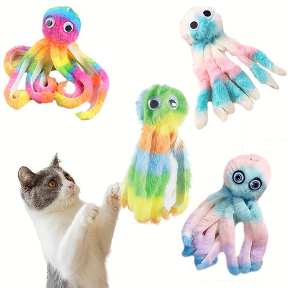 Cat Kick Toy Octopus 5-Pack - Cute Stuffed Chew & Kick Plush Toy for Indoor Cats, Teaser Wand Replacement Heads, Colorful Catnip-Style Interactive Cat Toy Set for Biting & Bunny Kicking