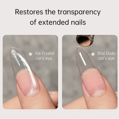 Holographic Cat Eye Gel Polish Set 2pcs Iridescent Magnetic – Reflective Water Dudu & Ice Crystal Shades, Soak-Off LED/UV Curable 0.51oz, Salon & Home Nail Art Gift for Women