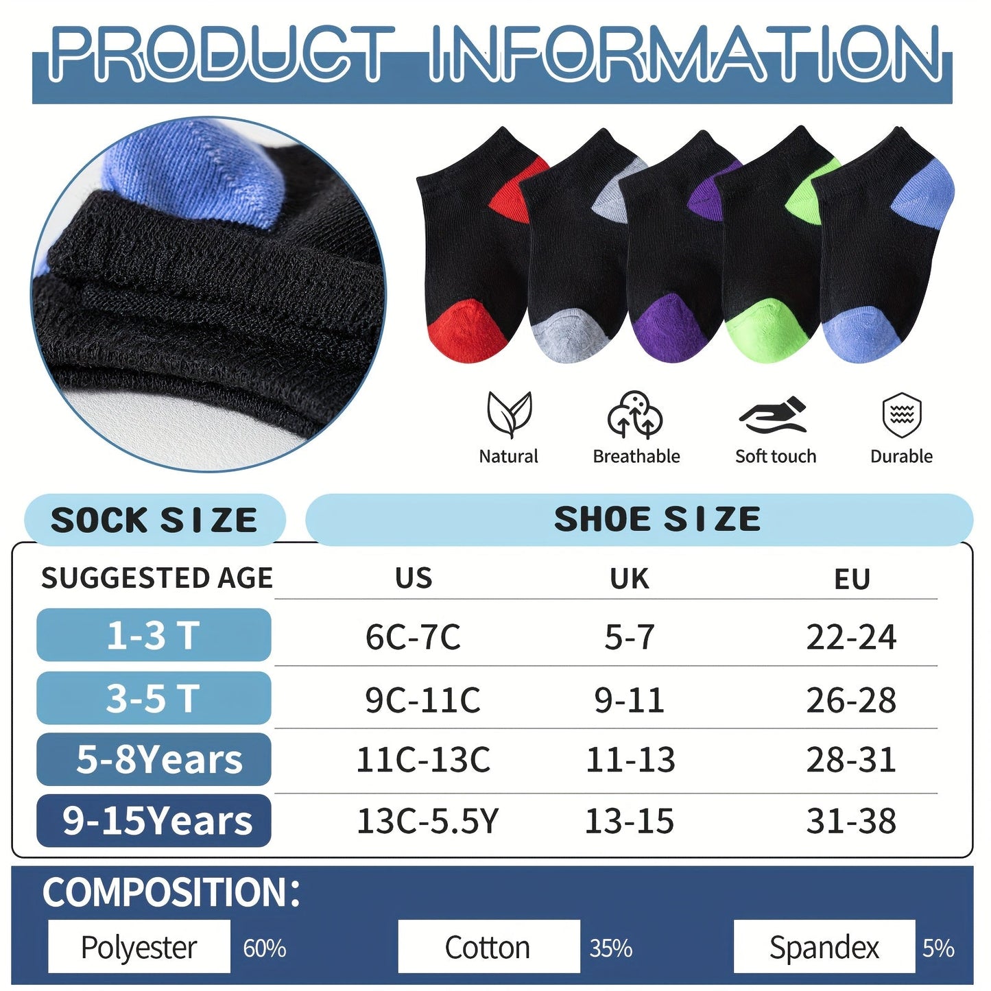 Kids' Athletic Ankle Socks - 20-Pair Pack