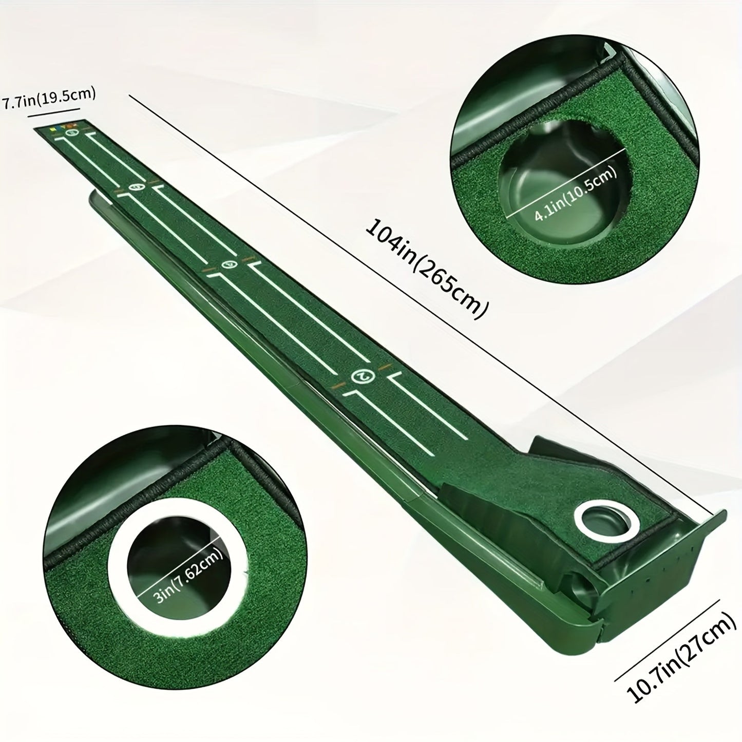 Golf Practice Putting Mat with Automatic Ball Retrieval & Post-Hole Collection System – Sturdy Indoor Outdoor Putting Green | Improve Putting Skills for Beginners & Golf Enthusiasts | Great Golf Gift