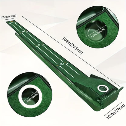 Golf Practice Putting Mat with Automatic Ball Retrieval & Post-Hole Collection System – Sturdy Indoor Outdoor Putting Green | Improve Putting Skills for Beginners & Golf Enthusiasts | Great Golf Gift