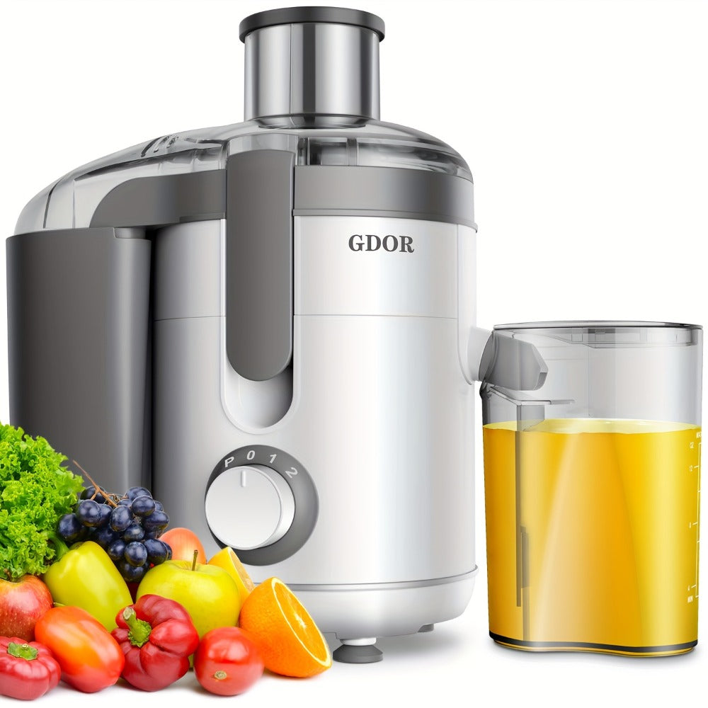 Compact Centrifugal Juicer Dual Speed - 2.5" Wide Feed Chute, BPA-Free Anti-Drip Spout, Easy Clean, Includes Juice Jug & Brush, Space-Saving Juicer for Fruits & Vegetables, White Grey Black