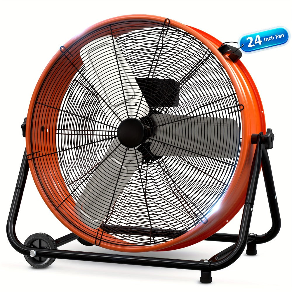 Industrial Drum Fan 24 & 30 Inch | High Velocity Floor Fan 9460-14000 CFM, 3-Speed Air Circulator with 180° Tilt for Warehouse, Garage, Workshop, Job Site & Large Space Cooling – Multiple Colors