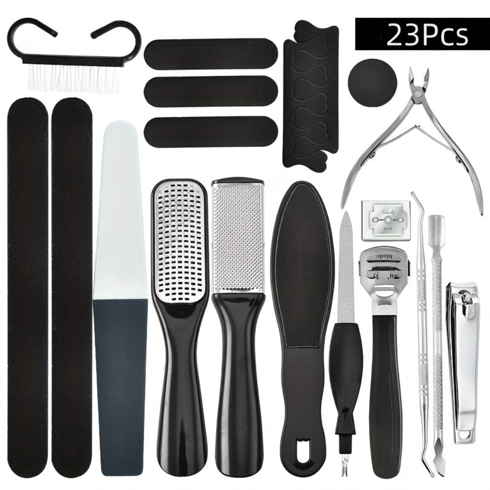 Pedicure Tool Set Stainless Steel Professional Foot Care Kit Dead Skin Callus Remover Nail Cuticle Tools for Women Men 10-Piece & 23-Piece Options Home Salon Travel