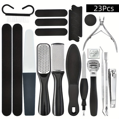Pedicure Tool Set Stainless Steel Professional Foot Care Kit Dead Skin Callus Remover Nail Cuticle Tools for Women Men 10-Piece & 23-Piece Options Home Salon Travel