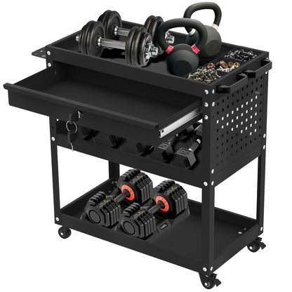 Three-Layer Rolling Tool Cart, Mechanical Tool Cart Wheels, Industrial Practical Trolley with Drawers And Screw Boxes, with Storage Garage, Warehouse And Repair Shop, Miscellaneous Storage Rack