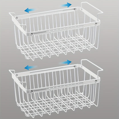 Freezer Organizer Bins, Expandable Chest Freezer Baskets with Hanging Handles – Adjustable Wire Basket 15.6" to 24.3", Heavy-Duty Iron Rust-Proof Deep Freezer Storage for Most Chest Freezers, 2 Pack