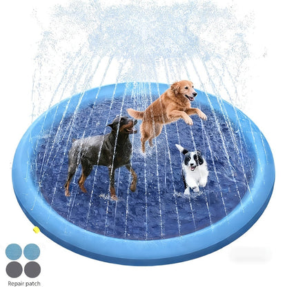 Dog Splash Pad for Large Dogs Extra Thick 0.6mm – Non-Slip Heavy Duty Sprinkler Pool & Cooling Mat for Jumbo & Big Breeds, Outdoor Summer Backyard Water Play Fountain, Pet Cooling Gift