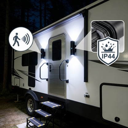 4pcs Dual Head Motion Sensor Wall Lights Rechargeable Magnetic Interior RV Night Light 3 Colors RGB for Bedroom Stairs Cabinet