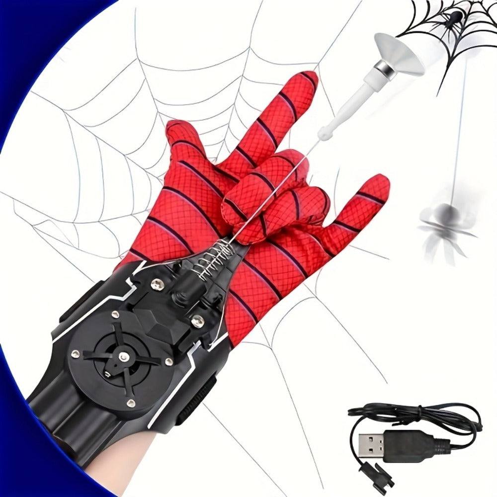 Spider Web Shooter Wrist Toy for Kids - 8ft Realistic Web Launcher with Suction Cup, String Gloves & Launcher, Superhero Role Play Cosplay Toy, Birthday Gift for Boys