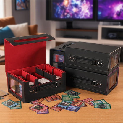 5-in-1 Card Storage Box 400+ Cards – Detachable Sports Card Organizer Display Case for Pokemon MTG Baseball Football TCG Trading Cards, Collector Gift, 4 Colors