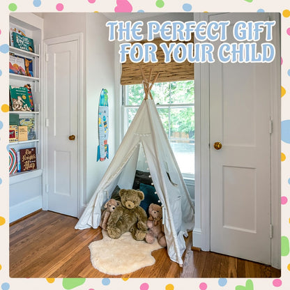 Kids Teepee Tent Indoor Outdoor Play Tent – Nordic Conical Princess Playhouse, Washable Kids Play Tent for Toddlers & Children | White, Blue, Pink, Star | Birthday Christmas Gift