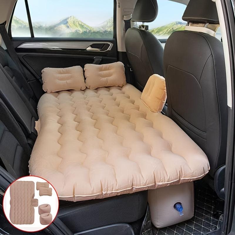 Outdoor Inflatable Bed, Car Bed, Portable PVC Plush Material Inflatable Mattress, Lightweight And Suitable For Camping, Picnicking, Travel, Beach, Can Be Stored In The Trunk, Including Storage And Repair Kit
