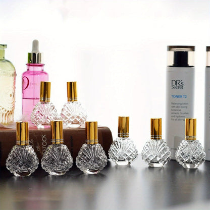 Glass Perfume Atomizer Bottles 15ml 20 Pack Gold Refillable Fine Mist Spray Travel Fragrance Bottles with 5 Funnels and 5 Pipettes for Perfume Cologne Essential Oil Decanting Sampling Gift Set