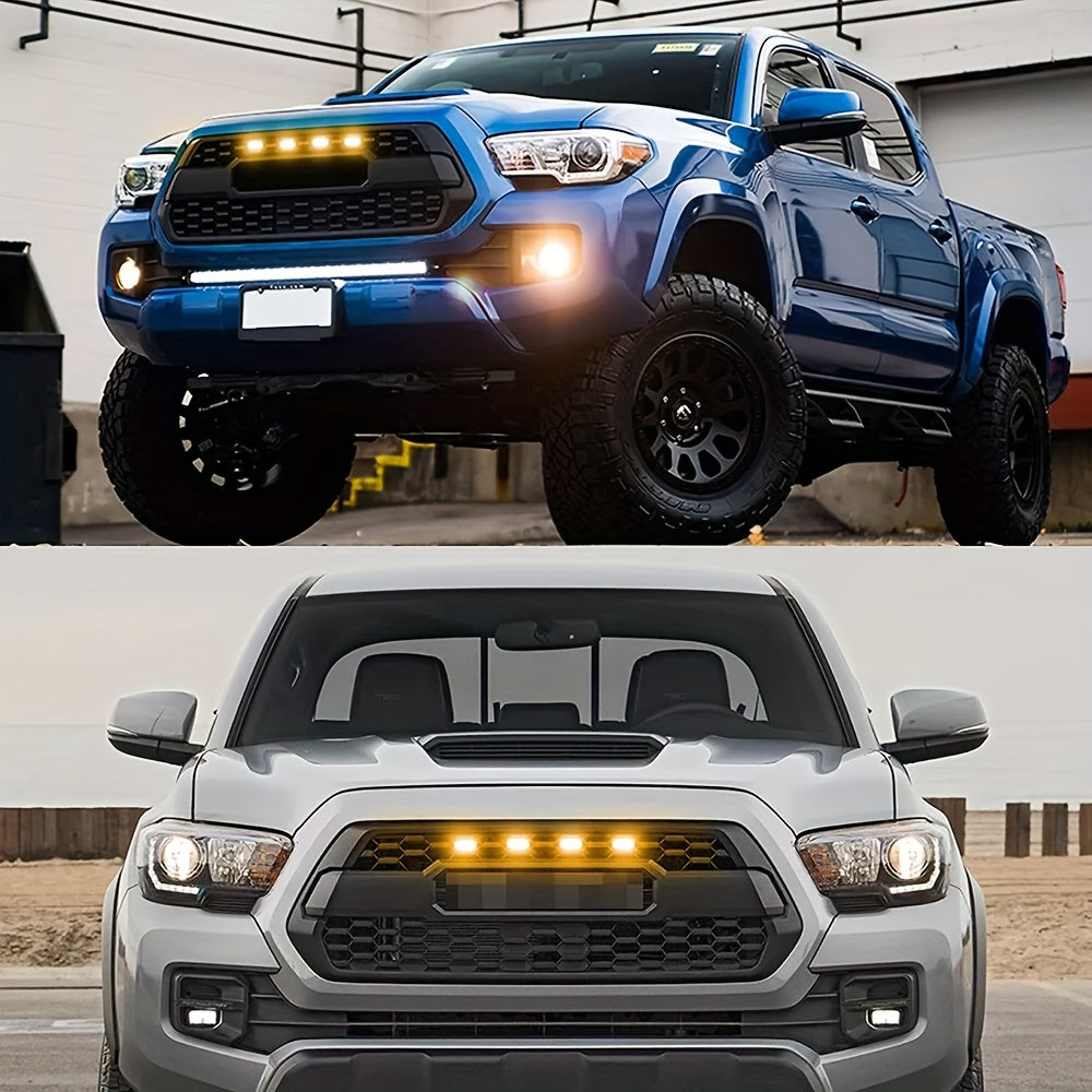 4pcs LED Amber Off-Road Vehicle Lights, LED Grille Lights Set of 4, Amber Accent Lighting Kit for Vehicle Front Grill, 12V Hardwired Automotive Decoration Lights, Universal Fit with LED Source, No Battery Required
