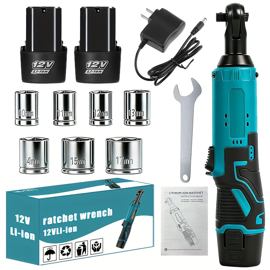 Set of Cordless Electric Ratchet Wrenches, Featuring a Brushless Electric Ratchet Wrench, 12V Cordless Ratchet Tool Kit, Ideal for Automotive Repairs Involving Screws And Nuts, Comes with a Battery And Quick Charger