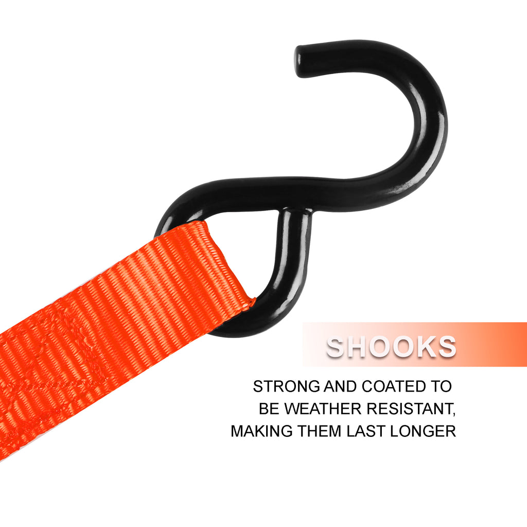 4-Pack Ratchet Tie Down Straps with 4 Soft Loops – 15FT, 1500 lbs Breaking Strength, Heavy Duty for Moving, Motorcycle, Lawn Gear, Multi-Color (Orange, Blue, Camo, Green, Red, Yellow)