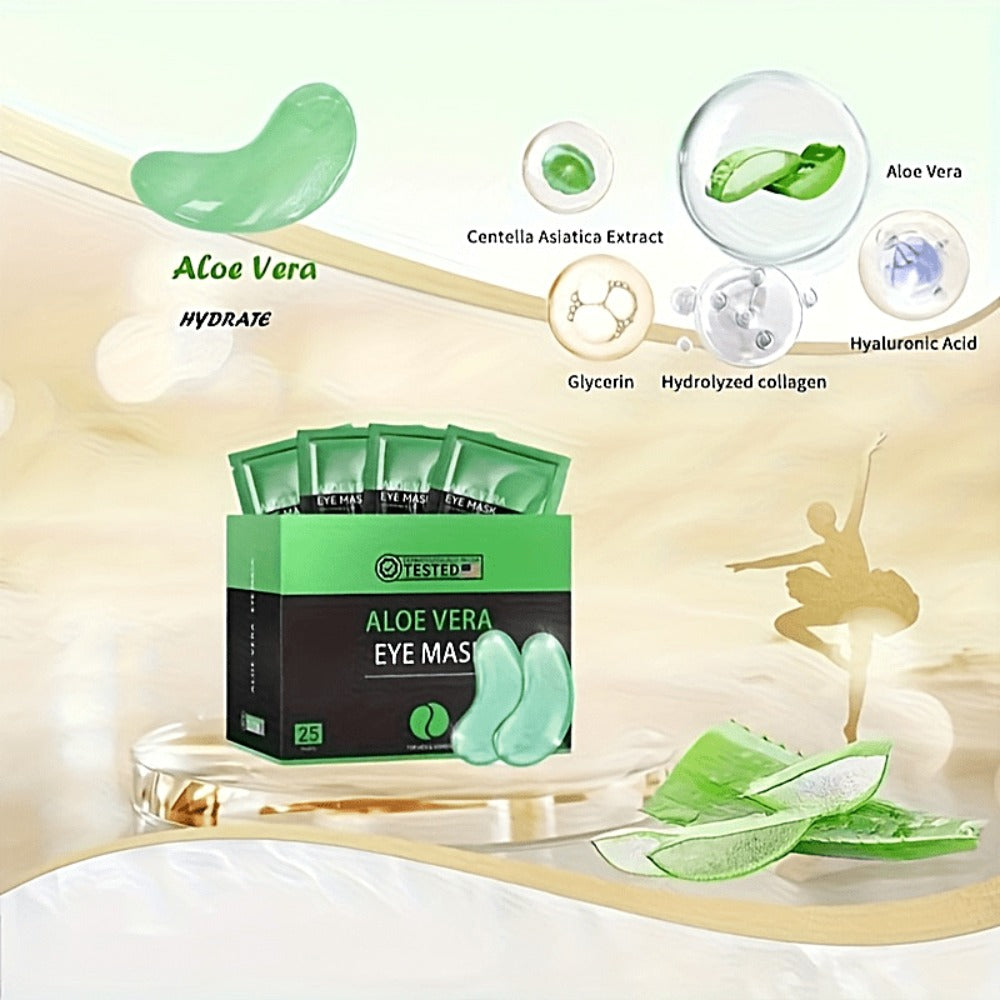 Under Eye Patches 25 Pairs – Aloe Vera & Collagen Eye Mask for Dark Circles, Puffiness & Deep Hydration, Hyaluronic Acid, Plant Extracts, Sulfate-Free, All Skin Types, Daily Skincare for Women & Men