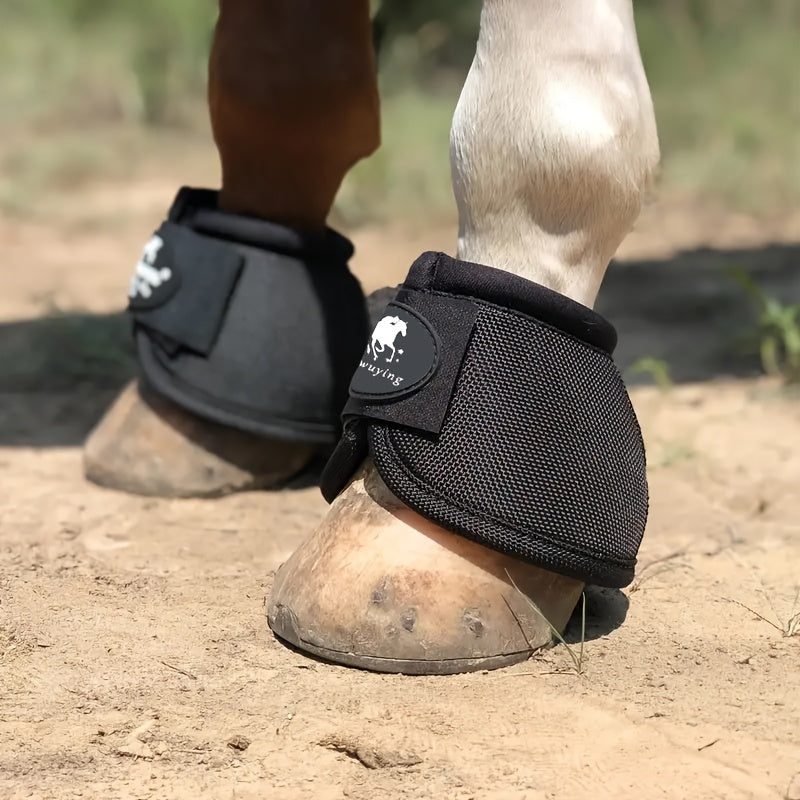 Horse Bell Boots Non-Turning Durable Protective Horseshoe Overreach Boots for Horses, Pair, S/M/L Available in Black Red White Royal Blue, Equine Hoof Protection Riding Gear
