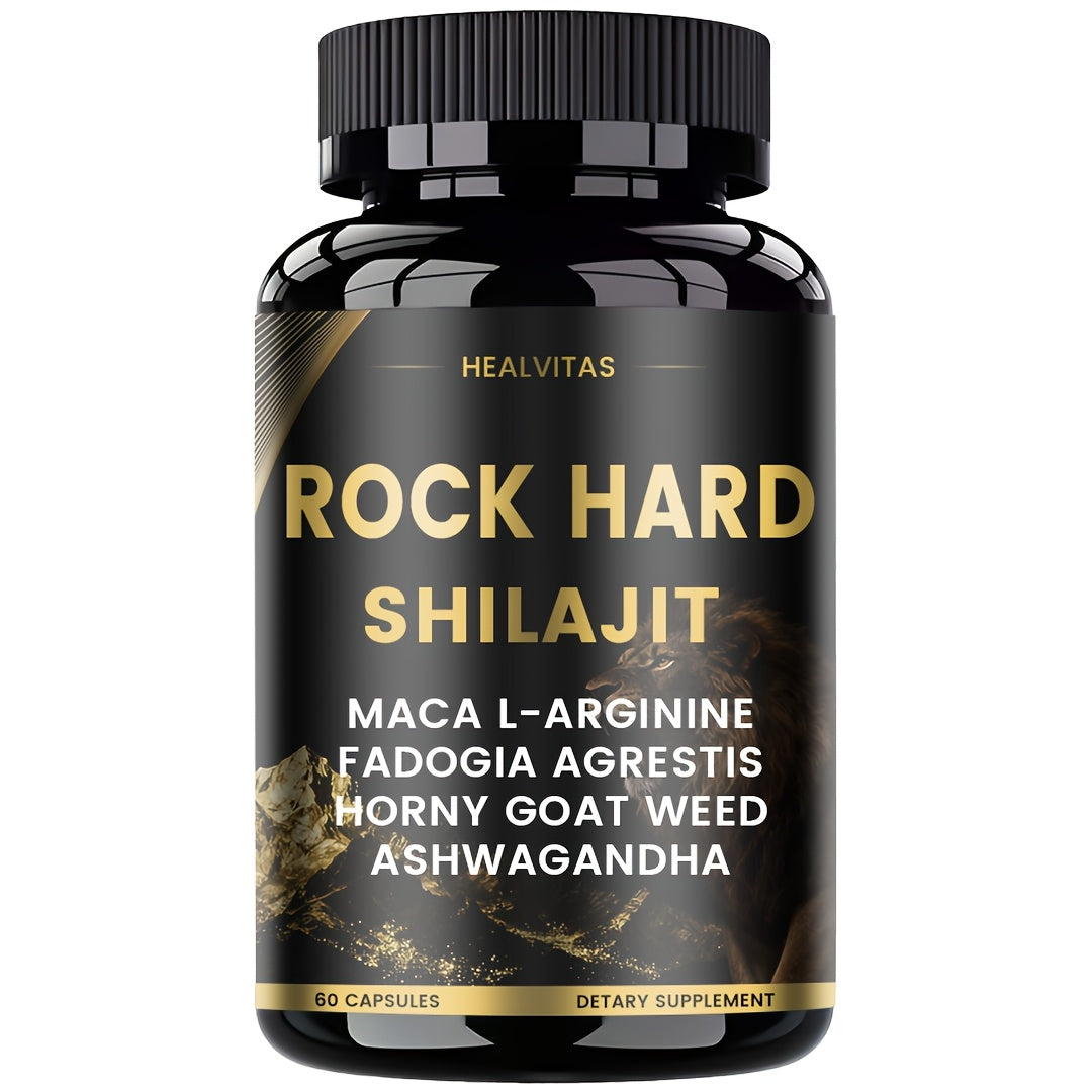 Shilajit Ashwagandha Capsules with Taurine, Ginseng & Turmeric — 5-in-1 Natural Energy, Mood, Nerve & Antioxidant Support | Adaptogen Vitality Supplement for Women & Men | 60 Capsules
