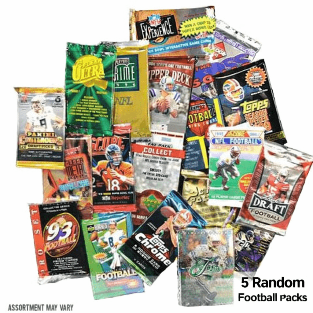 NFL Football Cards Pack Bundle – 5 Random Sealed Packs, Assorted Sets with Rookie & Rare Pull Potential, Collector Gift for NFL Fans & Football Card Collectors