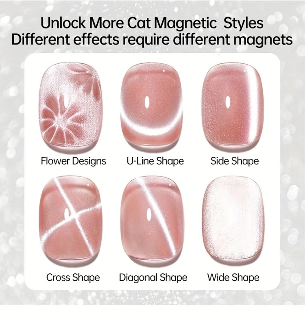 Cat Eye Gel Polish 15ml Plum Bordeaux Magnetic Soak Off UV LED – 3D Light-Shifting Effect Quick Dry Semi-Permanent Long-Lasting Fall Winter Dark Nail Colors for DIY & Salon Nail Art Women