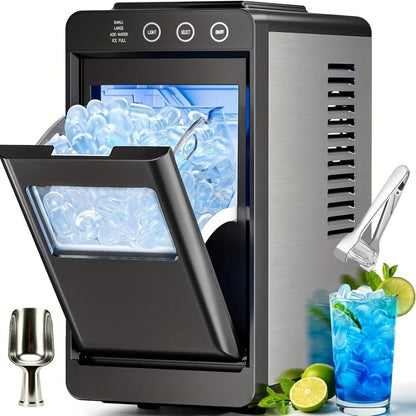Portable Ice Machine – 28 Lbs/24Hrs, 8 Ice Cubes in 6 Mins, Self-Cleaning, Quiet Compact Countertop Ice Maker with 27oz Tank, 1.1lb Storage Basket & Scoop for Home, Kitchen, Camping & RV