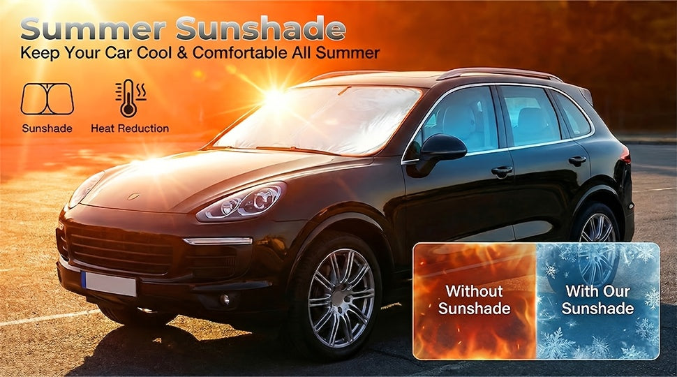 2026 New Portable Insulated Sunshade, a One-Piece Car Sunshade, Is a Titanium Silvery Upgraded And Thickened Sunshade Designed Specifically for Car Front Windshields. It Effectively Blocks Sunlight, Is Easy to Install