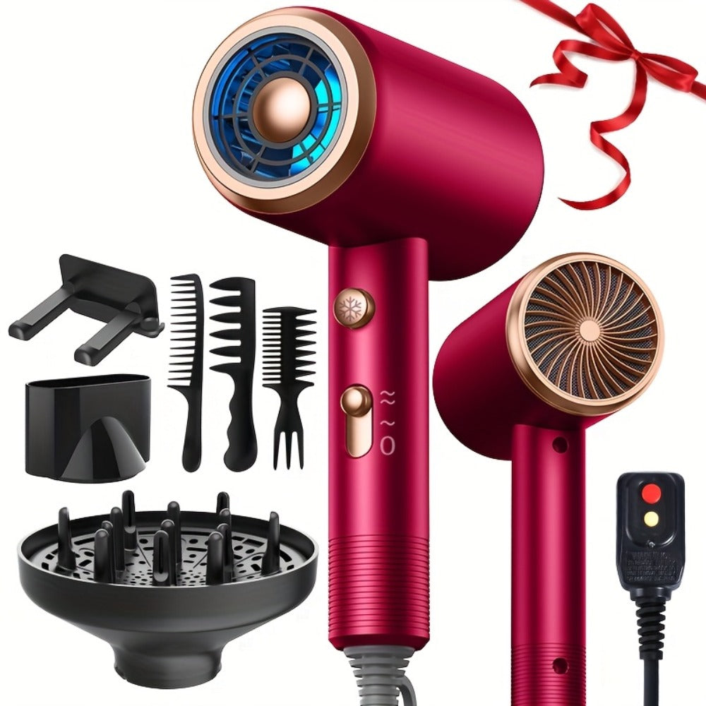 1600W Professional Ionic Hair Dryer with Diffuser, 2 Concentrators, 3 Combs & Hanger — 32000 RPM Low Noise Quick Dry Blow Dryer for Women, Home Salon Travel, 6 Colors