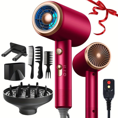 1600W Professional Ionic Hair Dryer with Diffuser, 2 Concentrators, 3 Combs & Hanger — 32000 RPM Low Noise Quick Dry Blow Dryer for Women, Home Salon Travel, 6 Colors