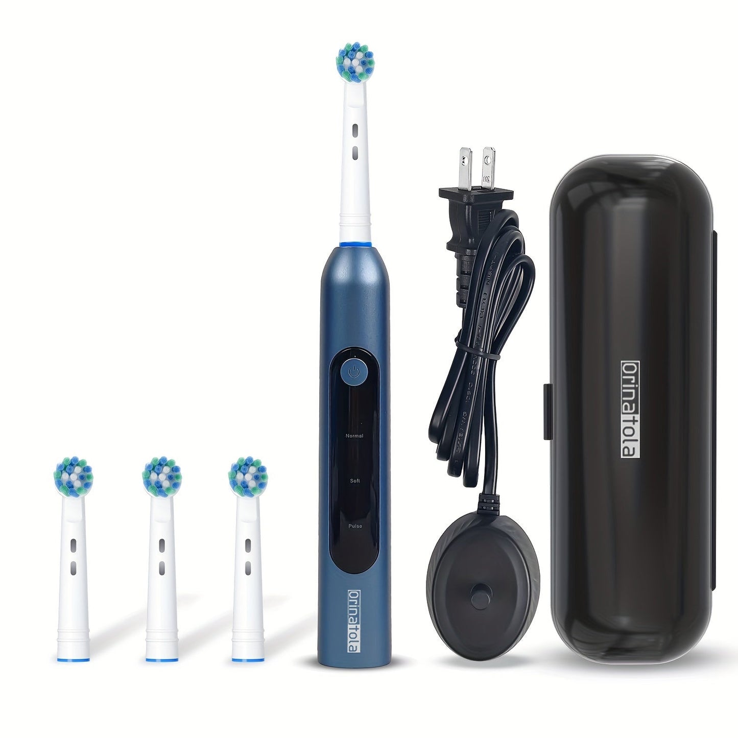 Electric Toothbrush with 3 Rotating Cleaning Modes - Induction Charging, 4 Replacement Brush Heads, Travel Case Included, Couples Toothbrush Set, Deep Plaque Removal, Holiday Gift, Black Purple Blue
