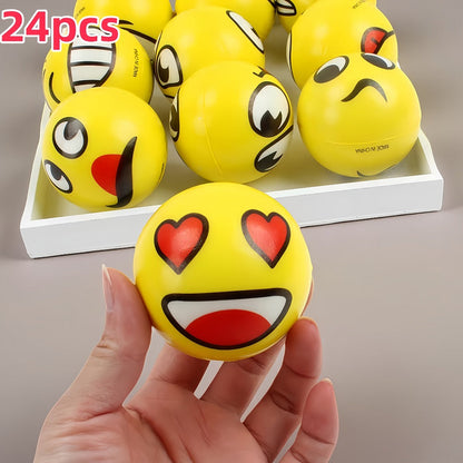 Stress Balls Bulk 24 Pack Mini Squeeze – Funny Emoji Face Foam Stress Relief Toys for Kids & Adults, Classroom Prizes, Carnival Rewards, Birthday Party Favors & Holiday Giveaways