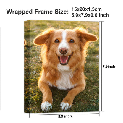 Custom Canvas Print Personalized Pet Family Photo Wall Art Ready to Hang, Custom Photo Canvas Printing for Pets Weddings Birthdays, Framed & Unframed Canvas Options Multiple Sizes 6x8 to 24x16in