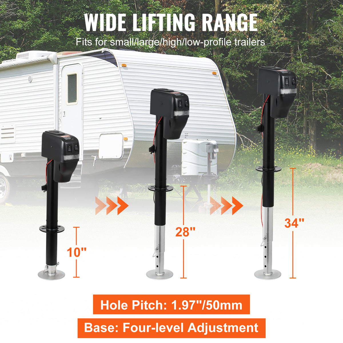 VEVOR Electric Trailer Jack, Power Tongue Jack Weight Capacity 4000 lbs, 9.84"-33.85" Electric Tongue Jack with Cover for Lifting RV Trailer, Horse Trailer, Utility Trailer, Yacht Trailer