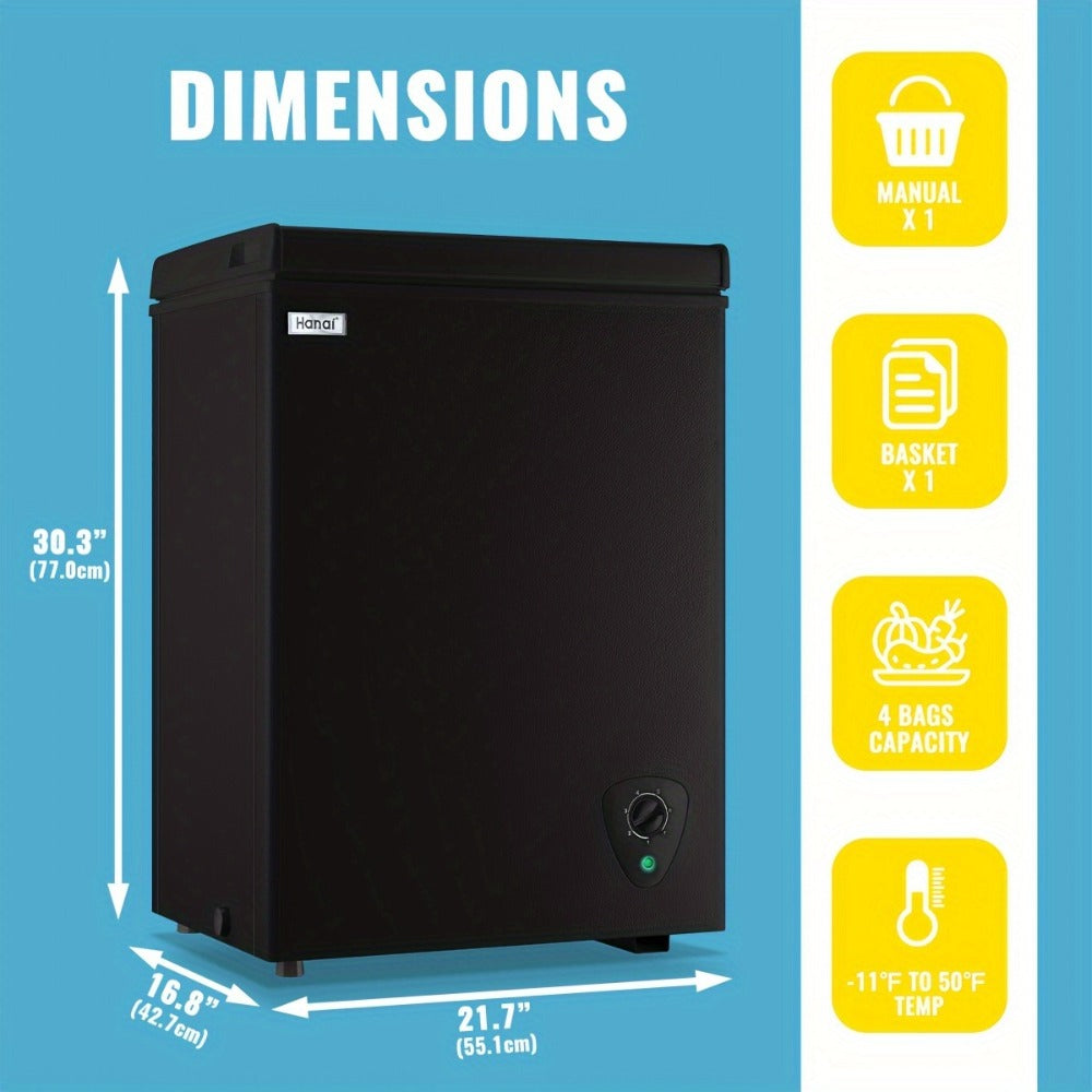 Chest Freezer, Compact Mini Deep Freezer with 7-Level Temperature Control (-11.2°F to 50°F), Low Noise R600a Compressor, Removable Basket – 3.8 Cu Ft Upright Freezer for Dorm, Apartment, Garage & Home Kitchen