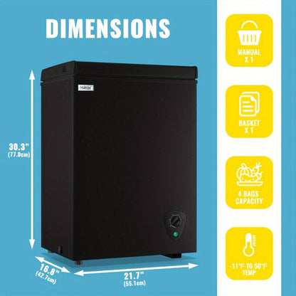 Chest Freezer, Compact Mini Deep Freezer with 7-Level Temperature Control (-11.2°F to 50°F), Low Noise R600a Compressor, Removable Basket – 3.8 Cu Ft Upright Freezer for Dorm, Apartment, Garage & Home Kitchen