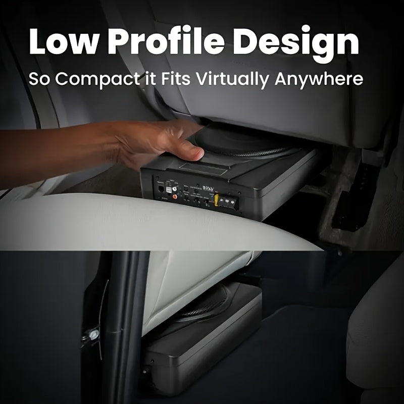 10 Inch 2200W Car Under-Seat Sub Woofer Active Powered Amplifier Bass Enclosed Subwoofer System Car Super Slim Under Seat Power Hifi Audio Processor