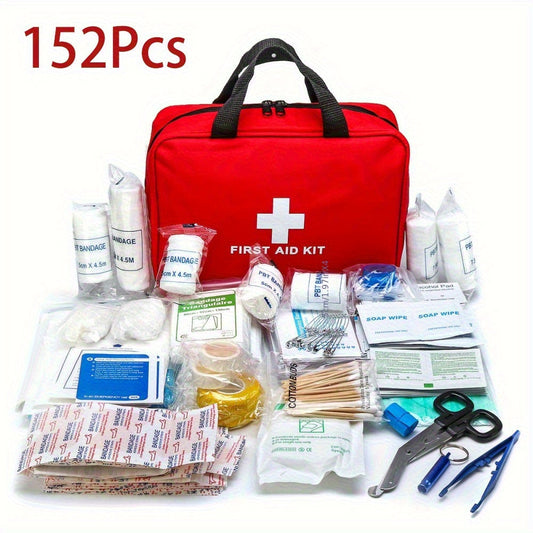 152 Piece Emergency Survival First Aid Kit – Portable Outdoor Camping Hiking Survival Kit with Professional Scissors, Forceps & Essential First Aid Supplies for Adventure, Travel & Emergency Preparedness