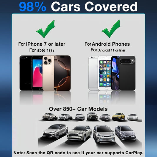 Carplay Wireless Adapter Compatible With Apple - Convert Wired To Wireless Carplay Adapter For IPhone(2026 Upgraded), Fast Auto Connection No Delay Mini Size With Usb To Type C Adapter, Carplay Adapter Suitable For Iphone & For Android Device