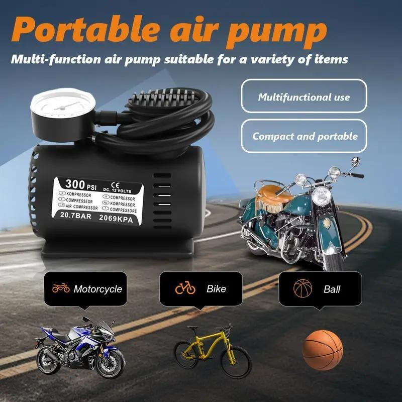 Automatic Electric Pneumatic, 300PSI 12V Mini Compressor Air Pump Electric Tire Air Inflator Pump Mini Air Compressor, Without Battery