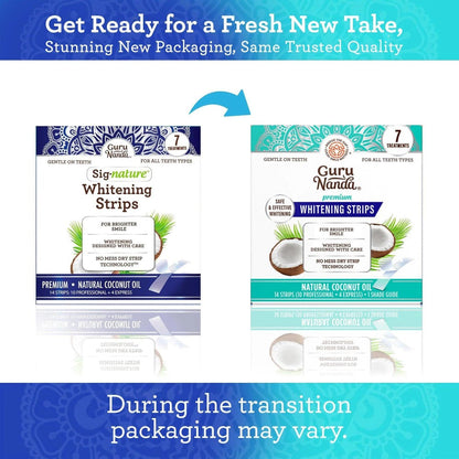 Hydrogen Peroxide Whitening Strips 7-Day Treatment — Non-Slip Dry Strip Technology with Coconut Oil Formula, Removes Coffee Wine & Smoking Stains, Easy Peel-Off for Brighter Smile, Enamel Safe