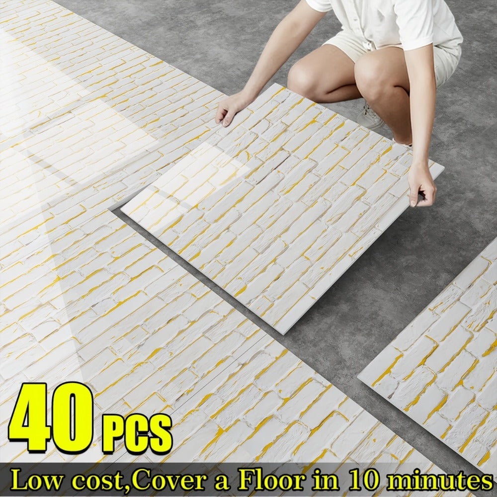 Marble Floor & Wall Decals 40-Pack Self-Adhesive Waterproof Removable Vinyl Sheets – Luxury Marble Pattern Tile Stickers for Bathroom, Kitchen & Living Room