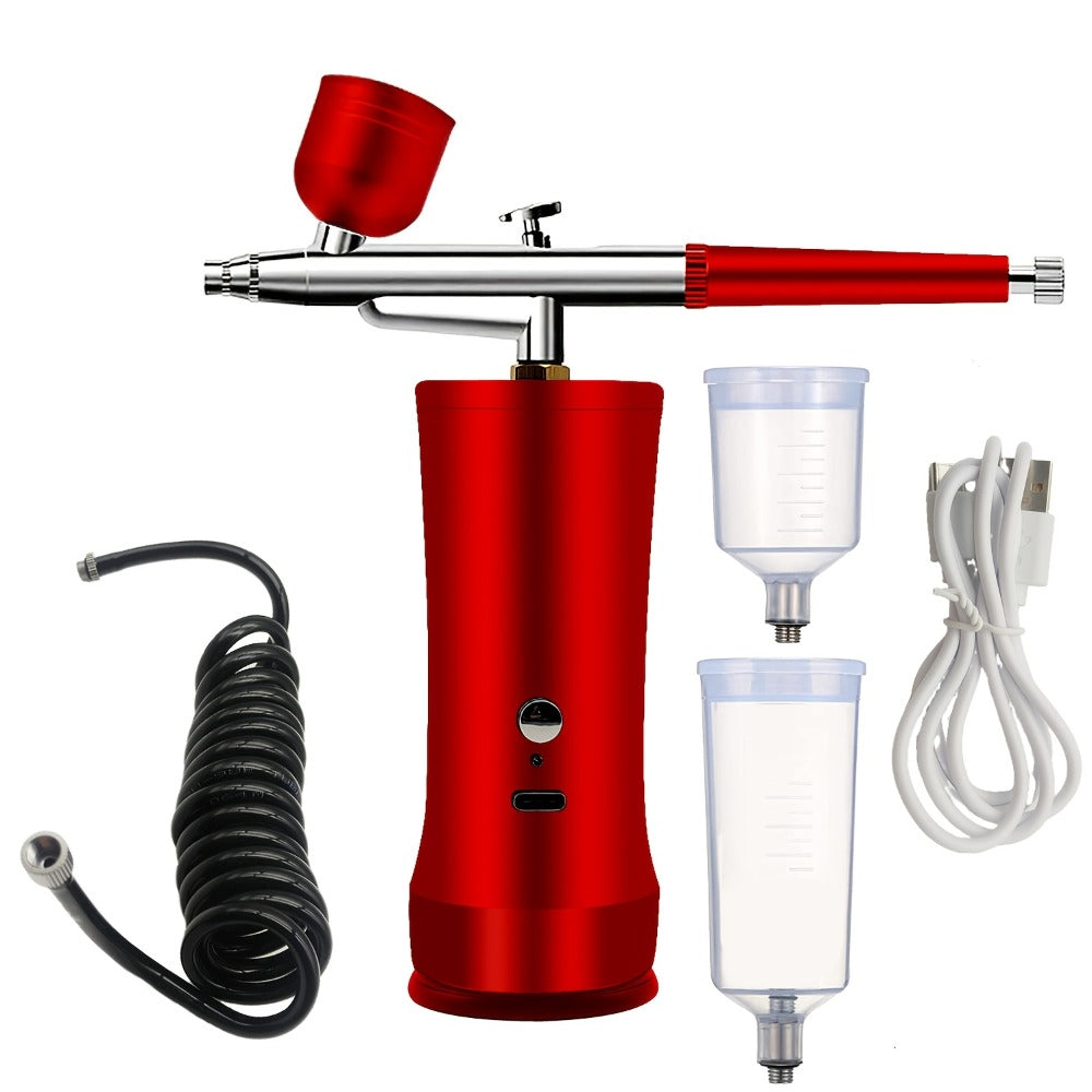 Cordless Airbrush Kit with Compressor Rechargeable Portable Handheld Air Brush Gun 3-Gear Pressure 3 Cup Sizes 7cc 20cc 40cc for Nail Art Makeup Model Painting Cake Decorating Graffiti Body Art